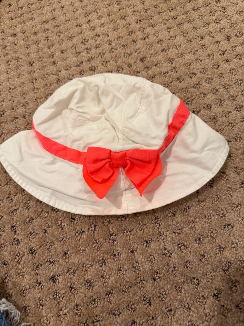 Janie and Jack White Sun Hat with Coral Bow
